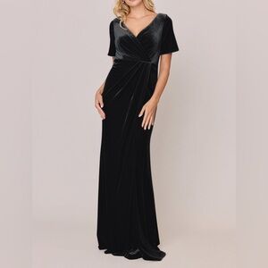 Revelry “Giselle” black velvet bridesmaid dress